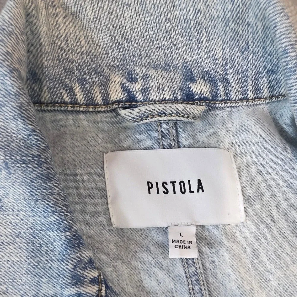 Pistola Womens L Grover Denim Jumpsuit Boiler Suit in Light Wash